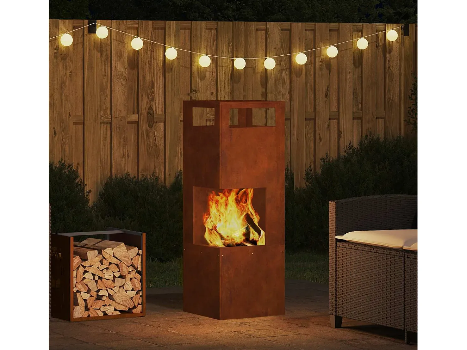 Lareira*vidaxl Fire Pit 35 x 35 x 100 cm Aço Castanho