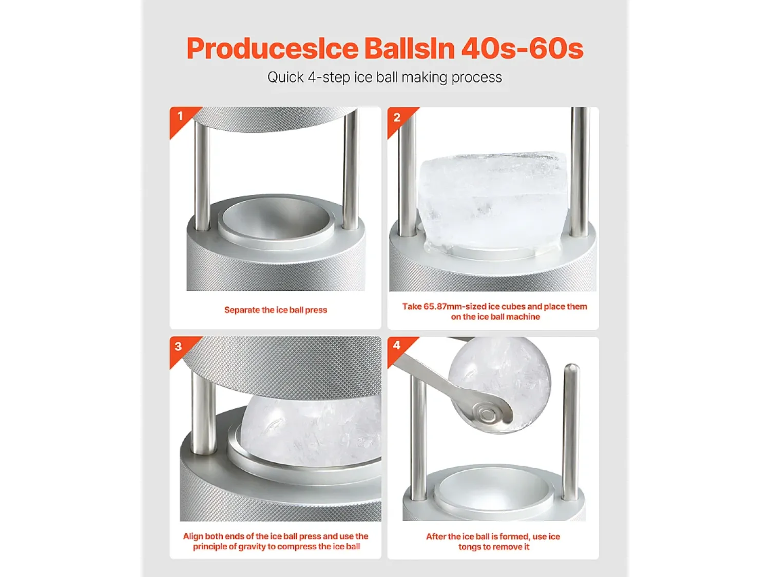 Acessório Vinho E Bar* Forma de Gelo SucceBuy Prensa de Gelo, Kit de Máquina de Gelo de 5.3 cm para Uísque, Prata, Ideal para Bebidas e Festas