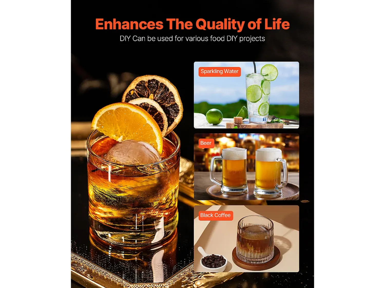 Acessório Vinho E Bar* Forma de Gelo SucceBuy Prensa de Gelo, Kit de Máquina de Gelo de 5.3 cm para Uísque, Prata, Ideal para Bebidas e Festas
