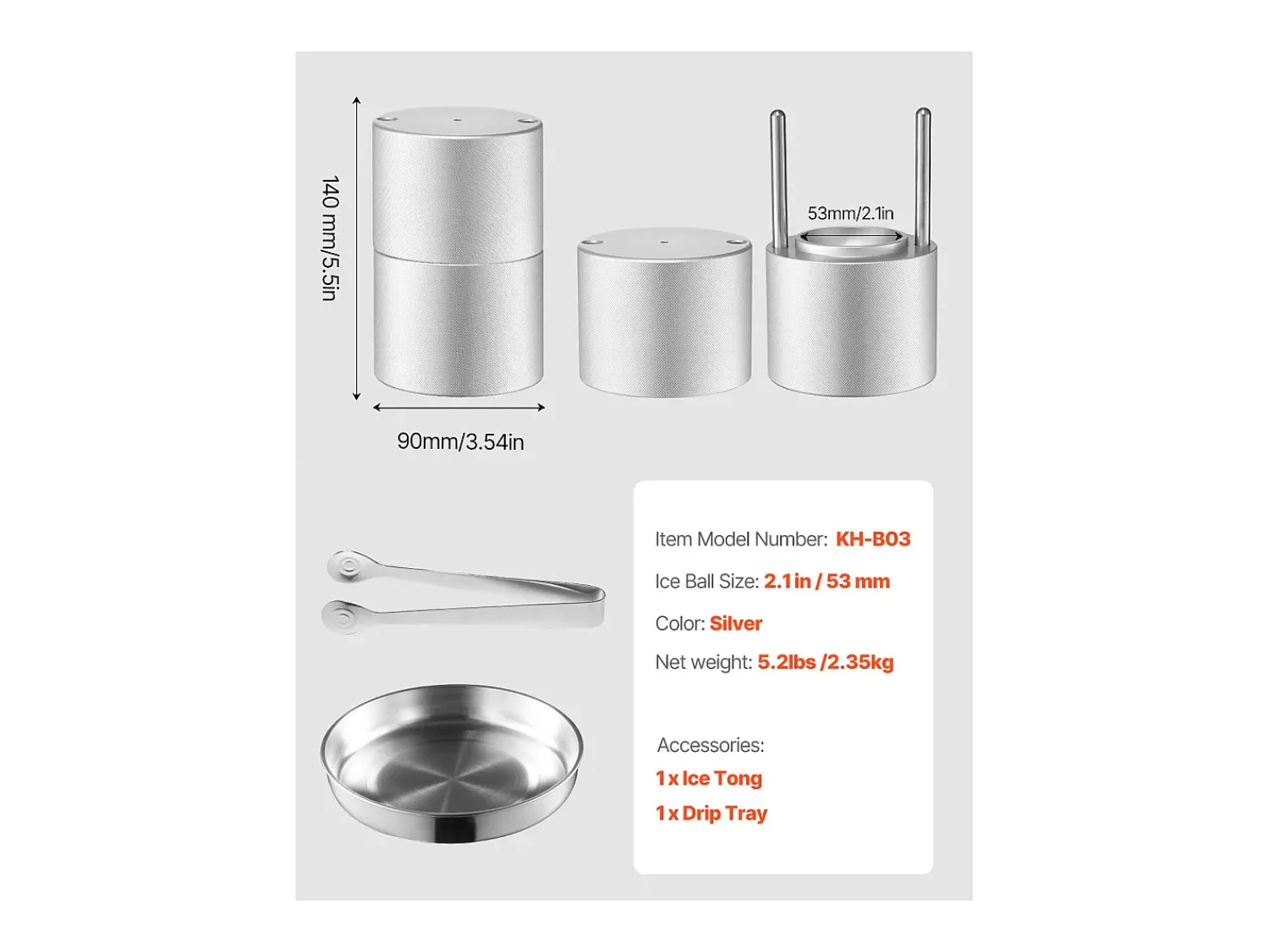 Acessório Vinho E Bar* Forma de Gelo SucceBuy Prensa de Gelo, Kit de Máquina de Gelo de 5.3 cm para Uísque, Prata, Ideal para Bebidas e Festas