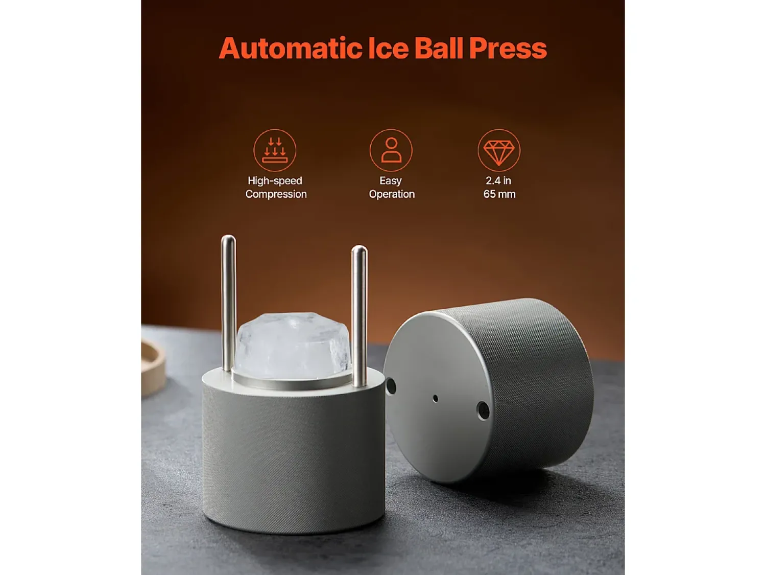 Acessório Vinho E Bar| Forma de Gelo SucceBuy Prensa de Gelo Ice Diamond, Máquina de Bolas de Gelo de 6.5cm, Kit de Prensa de Gelo para Uísque, Perfeito para Uso Doméstico