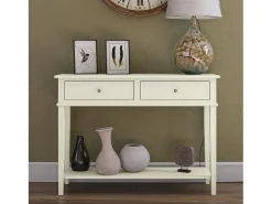 Mesa De Centro|Dorel Home Franklin | Consola com 2 gavetas com efeito de madeira cinzenta Branco