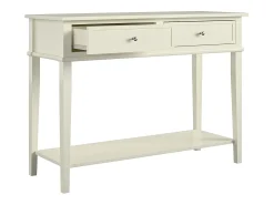 Mesa De Centro|Dorel Home Franklin | Consola com 2 gavetas com efeito de madeira cinzenta Branco