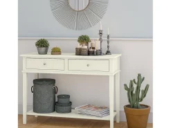 Mesa De Centro|Dorel Home Franklin | Consola com 2 gavetas com efeito de madeira cinzenta Branco