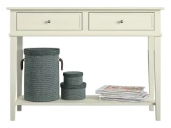 Mesa De Centro|Dorel Home Franklin | Consola com 2 gavetas com efeito de madeira cinzenta Branco