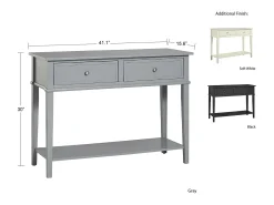 Mesa De Centro|Dorel Home Franklin | Consola com 2 gavetas com efeito de madeira cinzenta Branco