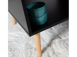 Mesa De Centro*Happy Garden FREJA mesa de café preta escandinava estilo escandinavo com gaveta Preto