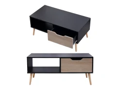 Mesa De Centro*Happy Garden FREJA mesa de café preta escandinava estilo escandinavo com gaveta Preto