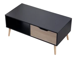 Mesa De Centro*Happy Garden FREJA mesa de café preta escandinava estilo escandinavo com gaveta Preto