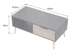 Mesa De Centro*Happy Garden FREJA mesa de café preta escandinava estilo escandinavo com gaveta Preto