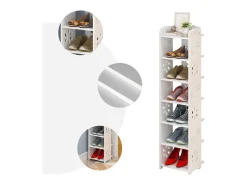 DripeX Gabinete de sapatos 7 níveis em madeira plástica, prateleira de armazenamento de sapatos, 26x25x96cm,^ Móvel De Arrumação|Sapateira