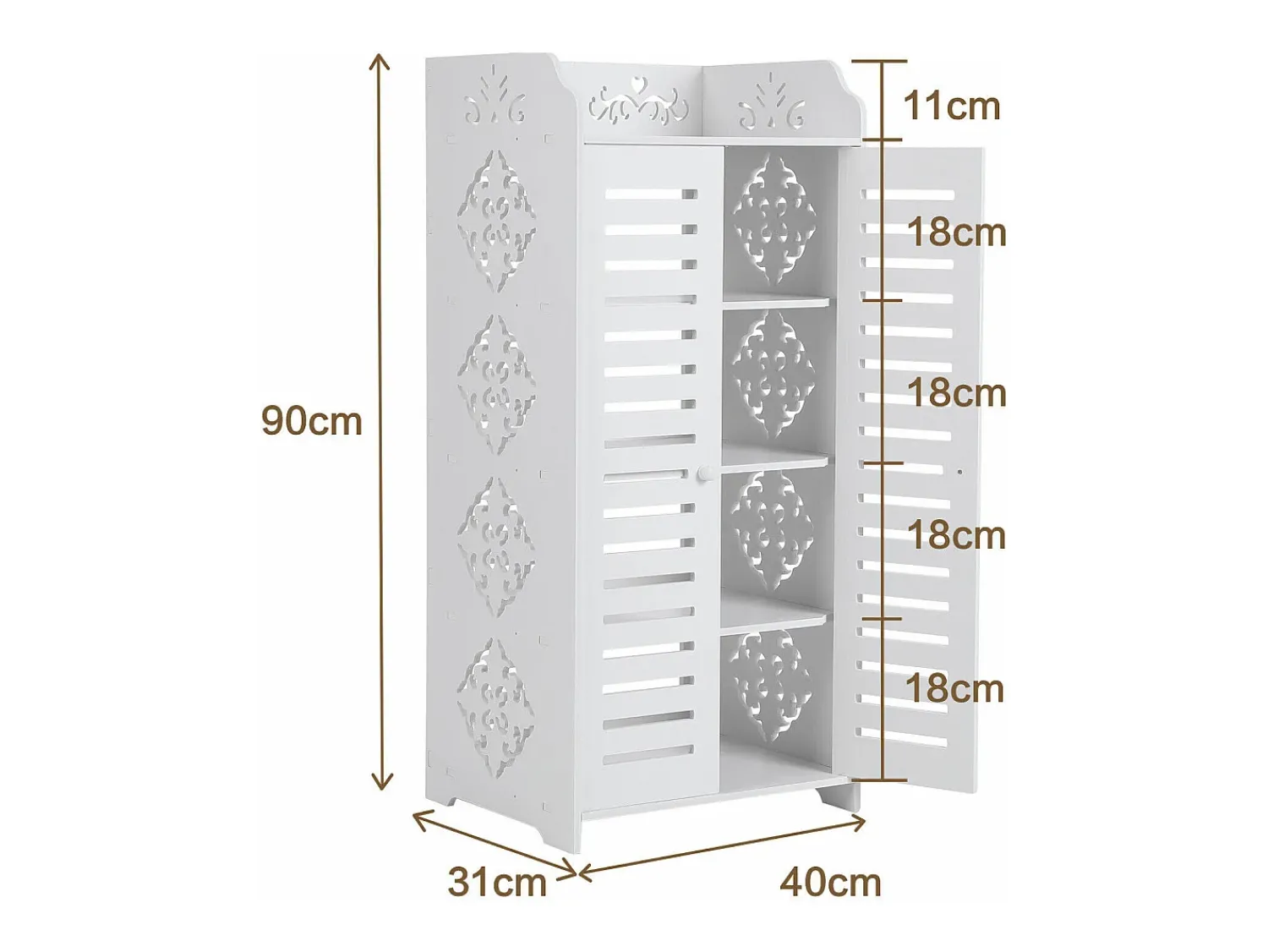 Móvel De Arrumação|Sapateira|DripeX Gabinete de sapatos 5 prateleiras, gabinete de sapato de 2 dotas, design de padrão de corte, 40x31x90cm, Branco