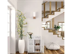 Móvel De Arrumação|Sapateira|DripeX Gabinete de sapatos 3 prateleiras, gabinete de sapato de 2 dotas, design de padrão de corte, 40x31x53cm, Branco