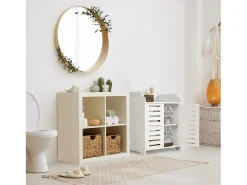 Móvel De Arrumação|Sapateira|DripeX Gabinete de sapatos 3 prateleiras, gabinete de sapato de 2 dotas, design de padrão de corte, 40x31x53cm, Branco