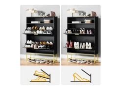 Móvel De Arrumação|Sapateira|DripeX Gabinete de sapatos, com 2 portas de terceirização e 1 prateleira aberta, anti-Inclined, Black, 80x24x117cm Design Preto