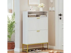 Móvel De Arrumação|Sapateira*DripeX Gabinete de sapatos, com 2 portas de terceirização e 1 prateleira aberta, anti-plina, branca, 80x24x117cm Design Branco