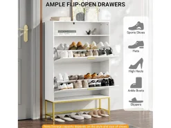 Móvel De Arrumação|Sapateira*DripeX Gabinete de sapatos, com 2 portas de terceirização e 1 prateleira aberta, anti-plina, branca, 80x24x117cm Design Branco