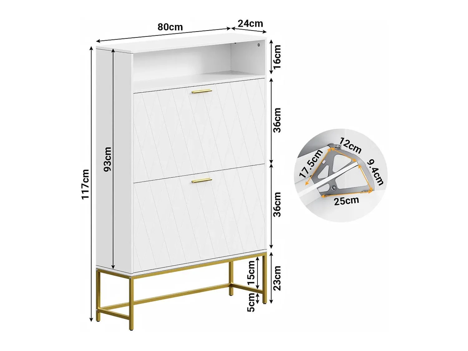 Móvel De Arrumação|Sapateira*DripeX Gabinete de sapatos, com 2 portas de terceirização e 1 prateleira aberta, anti-plina, branca, 80x24x117cm Design Branco