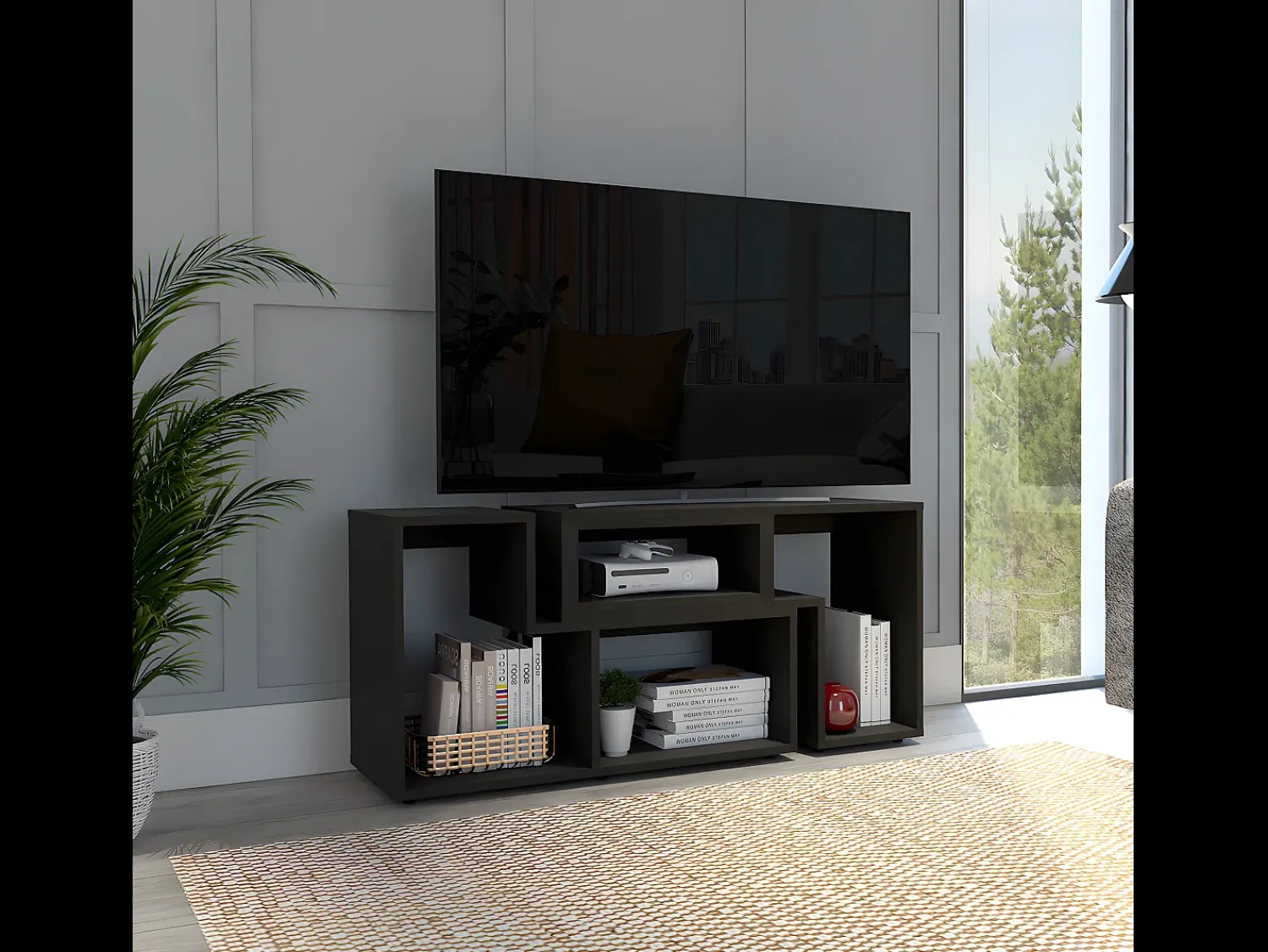 TuHome Gabinete de televisão extensível de Pequim Gabinete de Pequim, com Gabinete^ Móvel De Tv