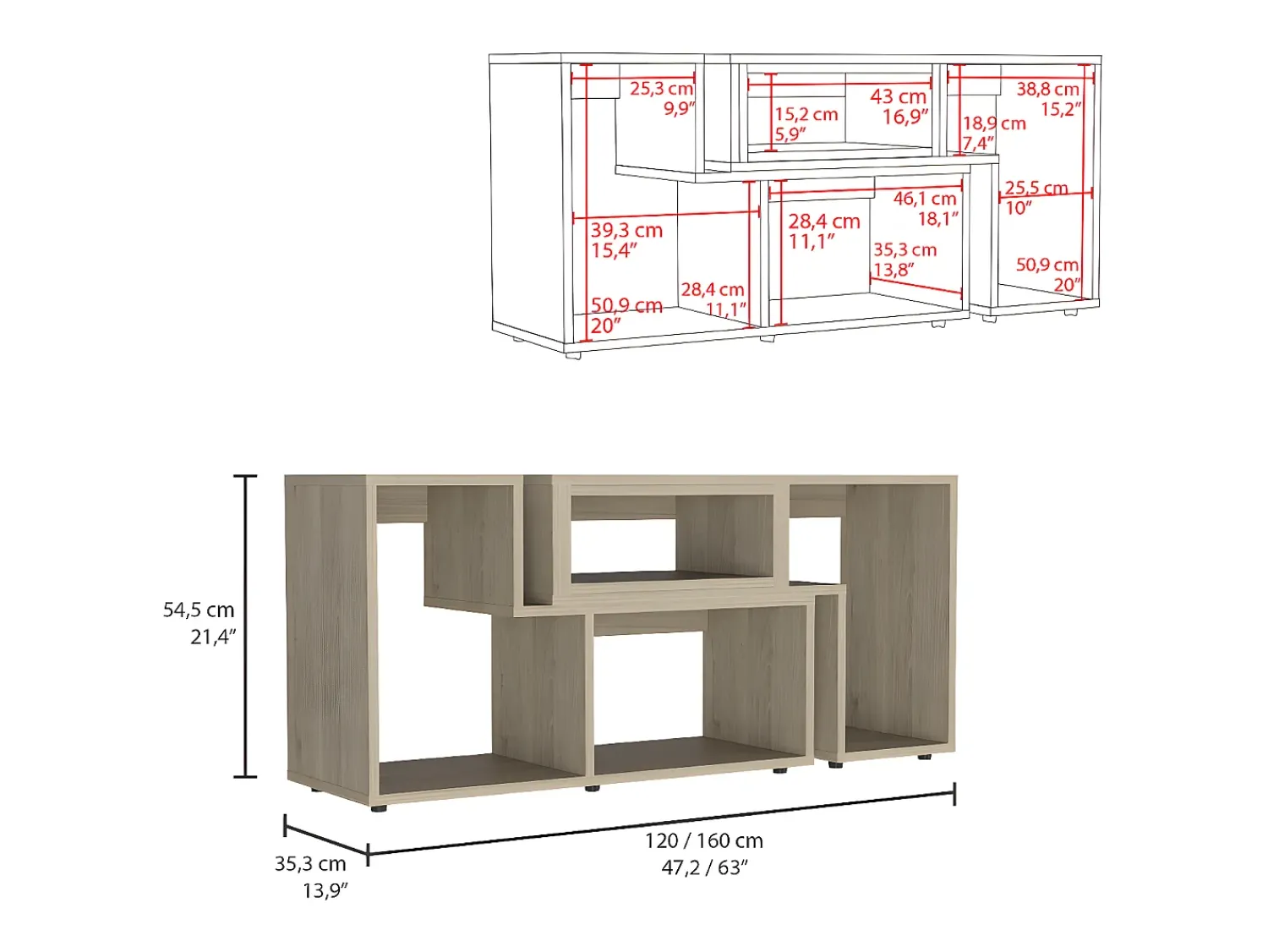 Móvel De Tv*TuHome Gabinete de televisão extensível de Pequim Gabinete de televisão extensível de Pequim, com gabinete Branco