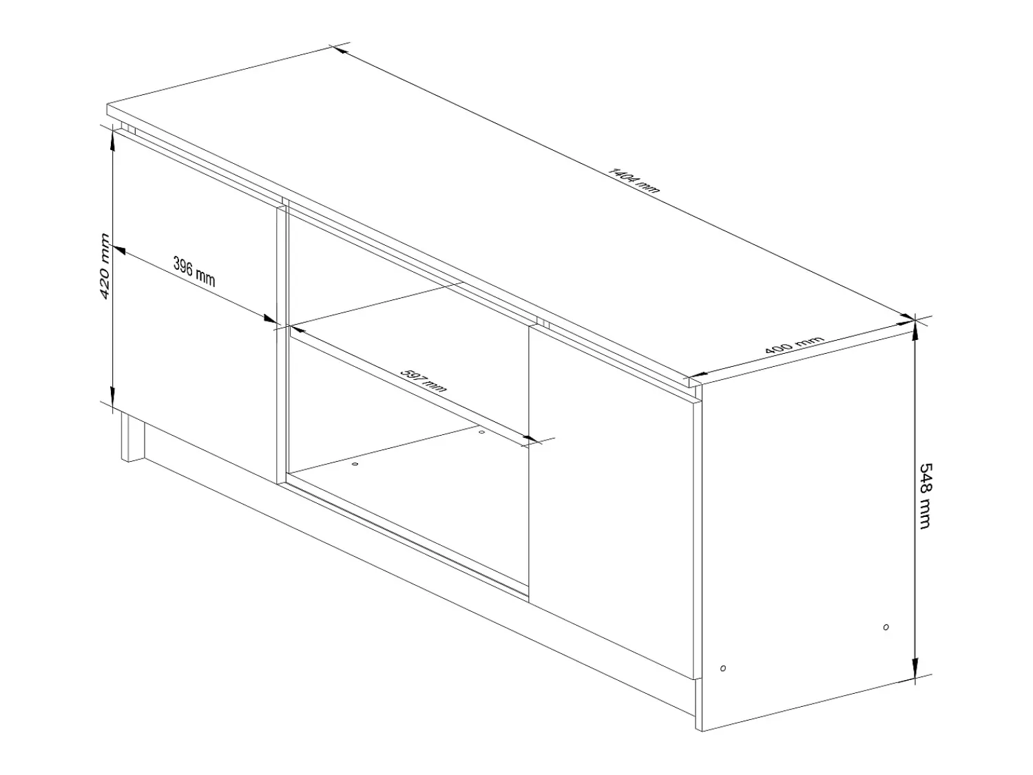 Akord Gabinete de TV 140 cm Branco/Carvalho de Sonoma com 2 Portas e 2 Prateleiras, para Montagem DIY, 55 cm Altura, 40 cm Profundidade, Design Moderno^ Móvel De Tv