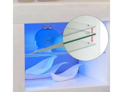 Móvel De Tv*DripeX Gabinete de TV brilhante com luz LED, 3 portas, prateleira de vidro, bancada de TV moderna, buffet de sala de estar, 135x35x70cm Branco