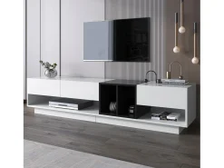 DripeX Gabinete de TV com 3 gavetas e 4 nicho - e Black - Placa de partículas - 190x34x40cm^ Móvel De Tv
