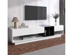 DripeX Gabinete de TV com 3 gavetas e 4 nicho - e Black - Placa de partículas - 190x34x40cm^ Móvel De Tv