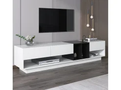 DripeX Gabinete de TV com 3 gavetas e 4 nicho - e Black - Placa de partículas - 190x34x40cm^ Móvel De Tv