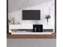 DripeX Gabinete de TV com 3 gavetas e 4 nicho - e Black - Placa de partículas - 190x34x40cm^ Móvel De Tv
