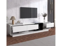 DripeX Gabinete de TV com 3 gavetas e 4 nicho - e Black - Placa de partículas - 190x34x40cm^ Móvel De Tv