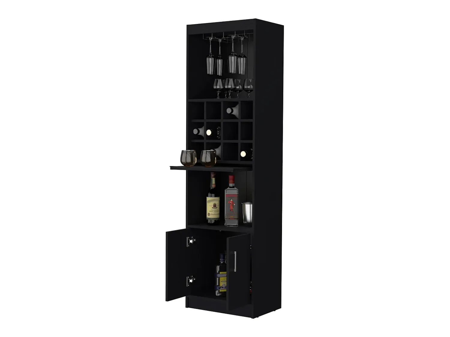 Acessórios De Arrumação|Acessório Vinho E Bar* Gabinete para bar Kevil, wengué Castanho chocolate