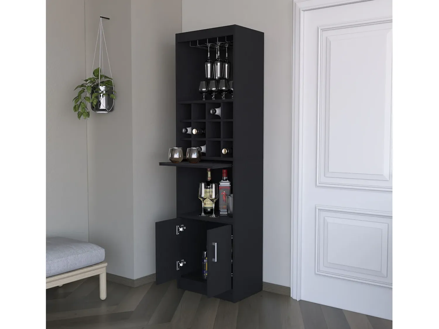 Acessórios De Arrumação|Acessório Vinho E Bar* Gabinete para bar Kevil, wengué Castanho chocolate