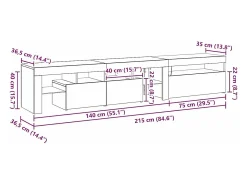 Móvel De Tv*vidaxl Gabinete para TV 2 pcs Carvalho 215 x 36,5 x 40 cm Preto