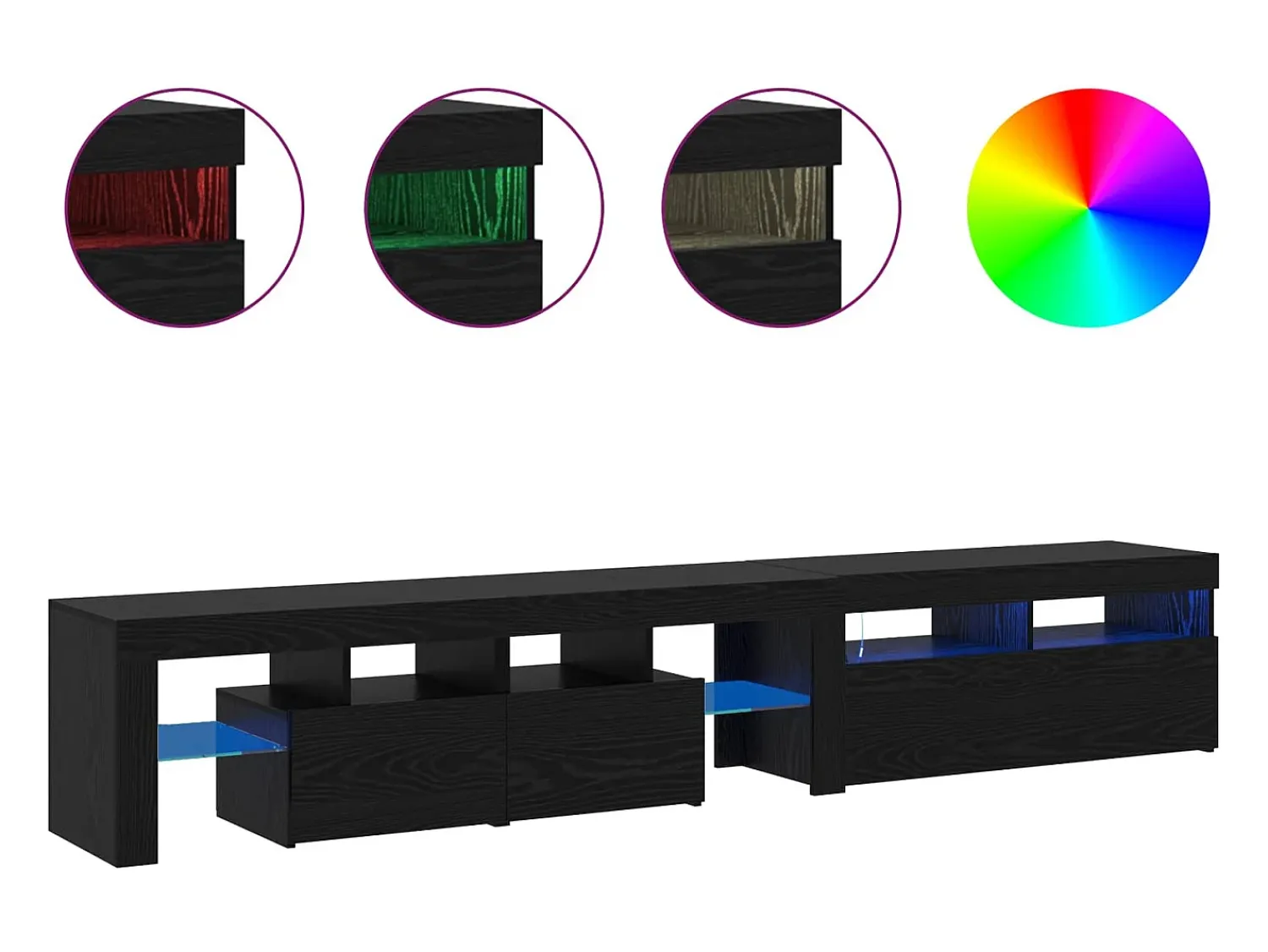 New vidaxl Gabinete para TV 2 pcs Carvalho 230 x 36,5 x 40 cm Preto
