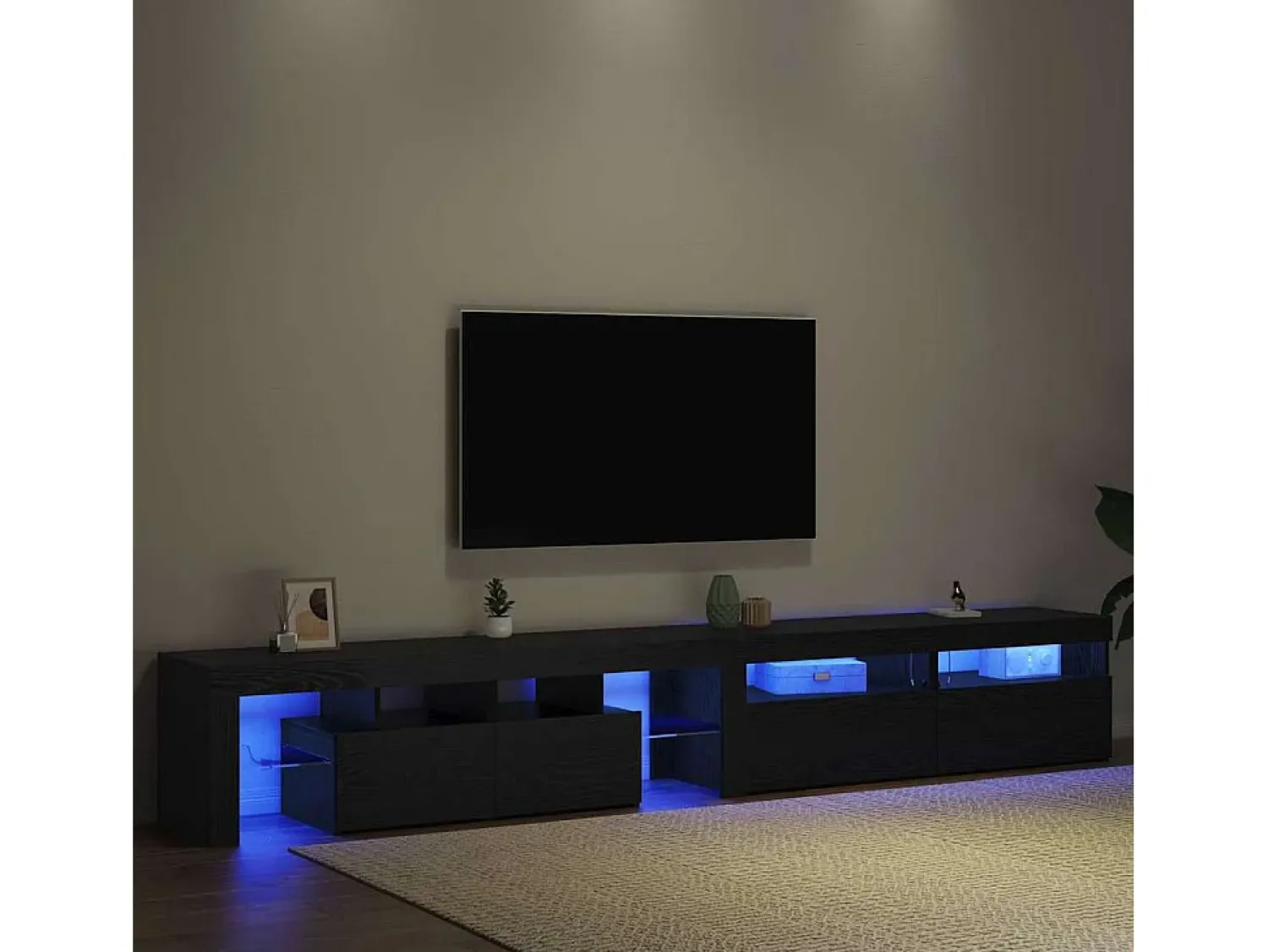 Best vidaxl Gabinete para TV 3 pcs Carvalho 260 x 37 x 40 cm Preto