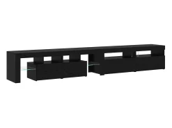 Best vidaxl Gabinete para TV 3 pcs Carvalho 260 x 37 x 40 cm Preto