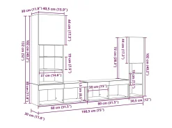 vidaxl Gabinete para TV 4 pcs carvalho artisiano Madeira processada^ Móvel De Tv
