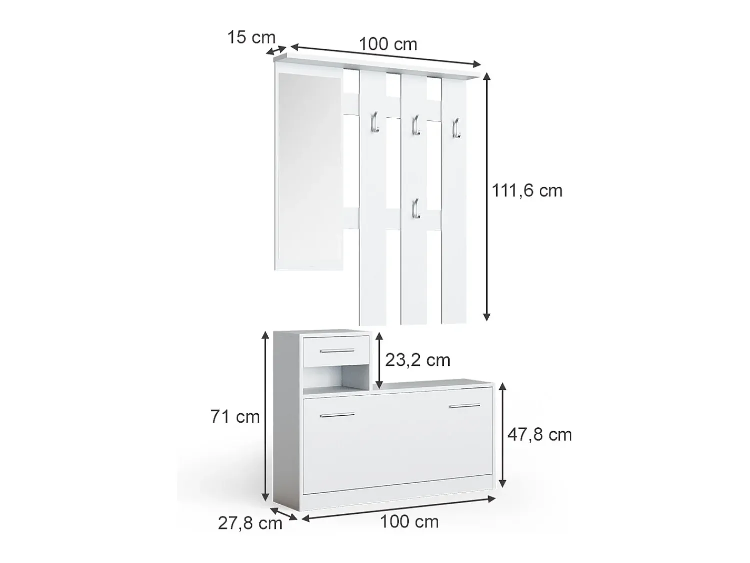 Móvel De Entrada*Vicco Garderobe 100x27.8x111.6 billy Branco