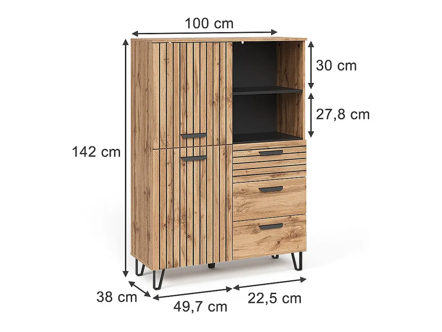Móvel De Entrada*Vicco Garderobe carvalho wotan 100x38x142 amber Natural escuro