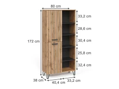 Móvel De Entrada|Vicco Garderobe carvalho wotan 80x38x172 amber Natural escuro
