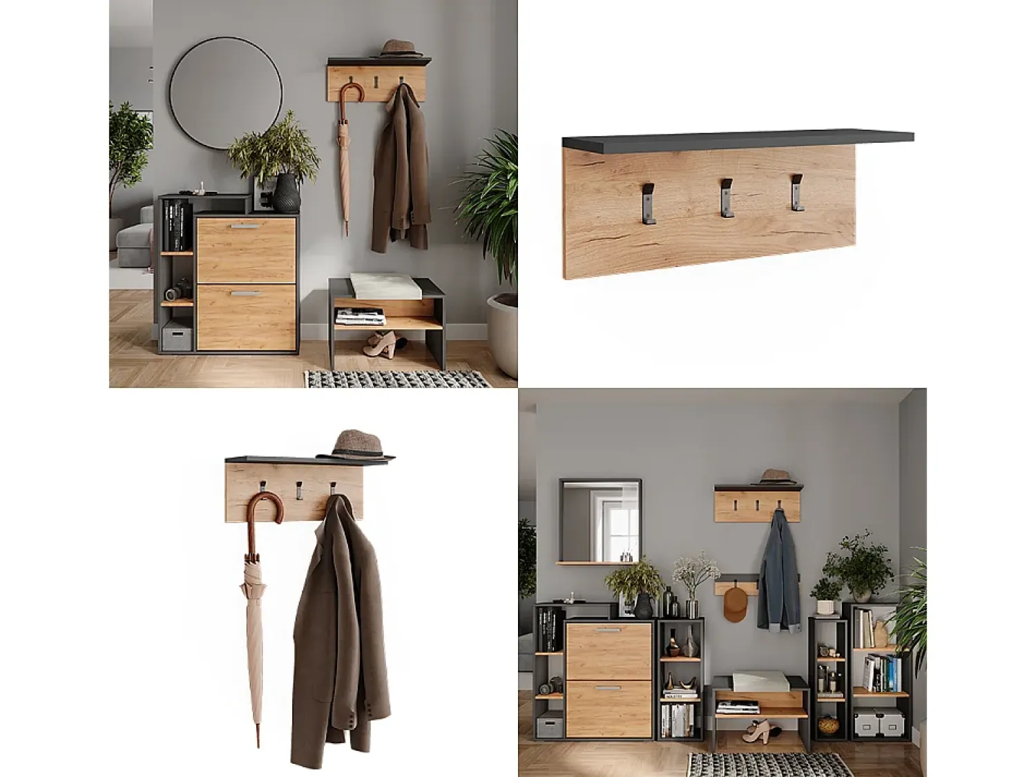 Discount Vicco Garderobe mit Hutablage carvalho antracite/goldkraft 60x18x21.6 orlando Cinza antracite