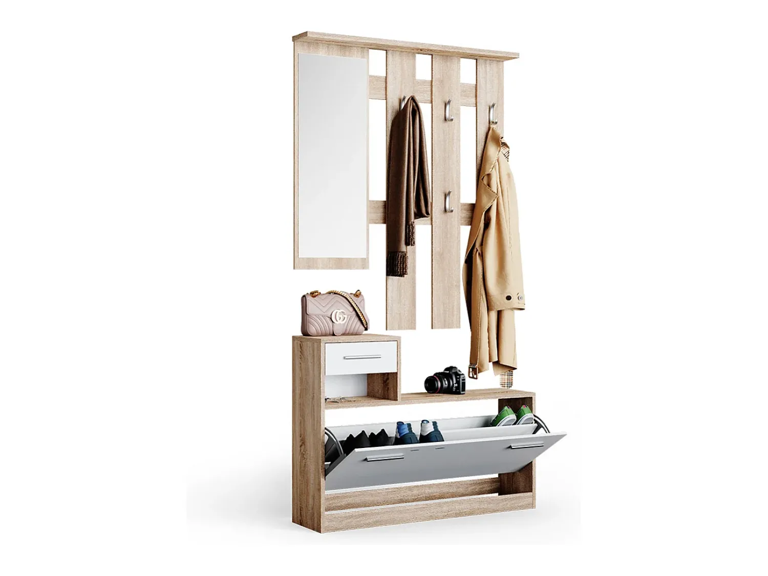 Vicco Garderobe sonoma/branco 100x27.8x111.6 billy^ Móvel De Entrada