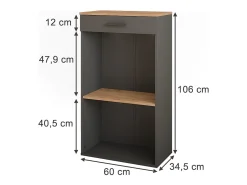 Vicco Garrafeira carvalho goldkraft/antracite 60x34.5x106 repose Natural escuro