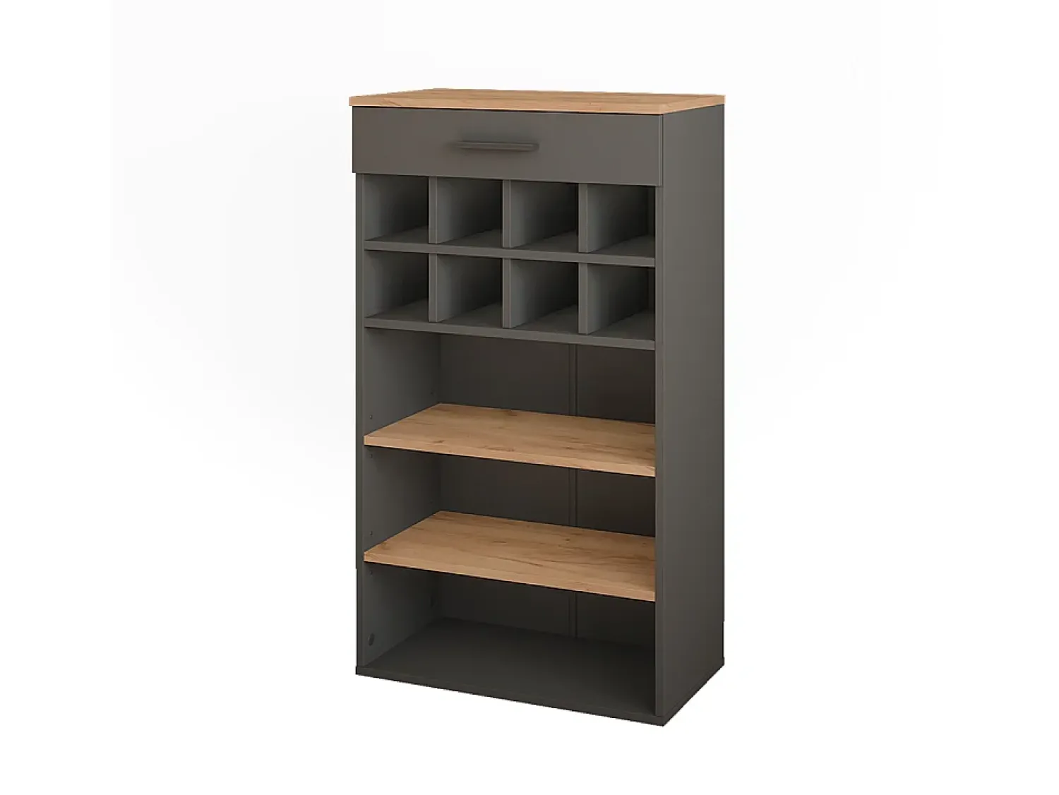 Acessórios De Arrumação|Acessório Vinho E Bar|Vicco Garrafeira carvalho goldkraft/antracite 60x34.5x106 repose Natural escuro