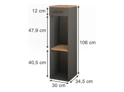 Vicco Garrafeira carvalho goldkraft/antracite 30x34.5x106 repose^ Acessórios De Arrumação|Acessório Vinho E Bar