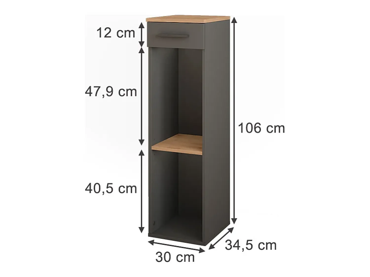 Vicco Garrafeira carvalho goldkraft/antracite 30x34.5x106 repose^ Acessórios De Arrumação|Acessório Vinho E Bar