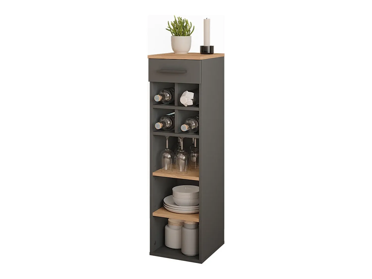 New Vicco Garrafeira carvalho goldkraft/antracite 30x34.5x106 repose Natural escuro