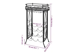 Sale Garrafeira de metal, mesa com ganchos para 9 garrafas de vinho PT227320 Preto
