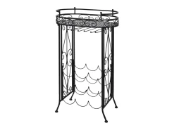 Sale Garrafeira de metal, mesa com ganchos para 9 garrafas de vinho PT227320 Preto